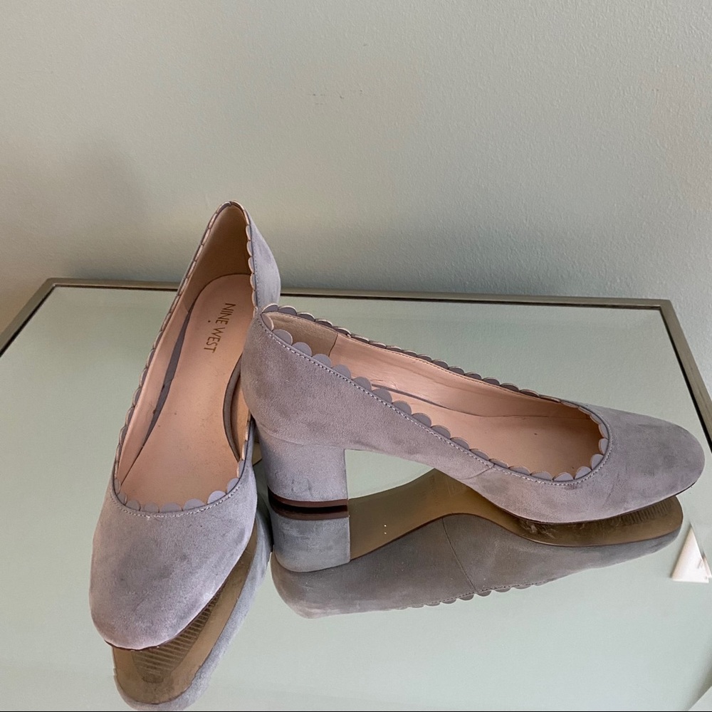 Nine West grey suede low heel pumps